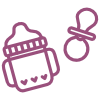Baby bottle and pacifier icon representing support for milk supply regulation