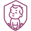 Shield icon with baby symbolizing protected oral function assessment for tongue tie concerns