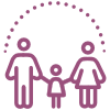 Icon of two people under umbrella representing support for pumping and feeding while returning to work